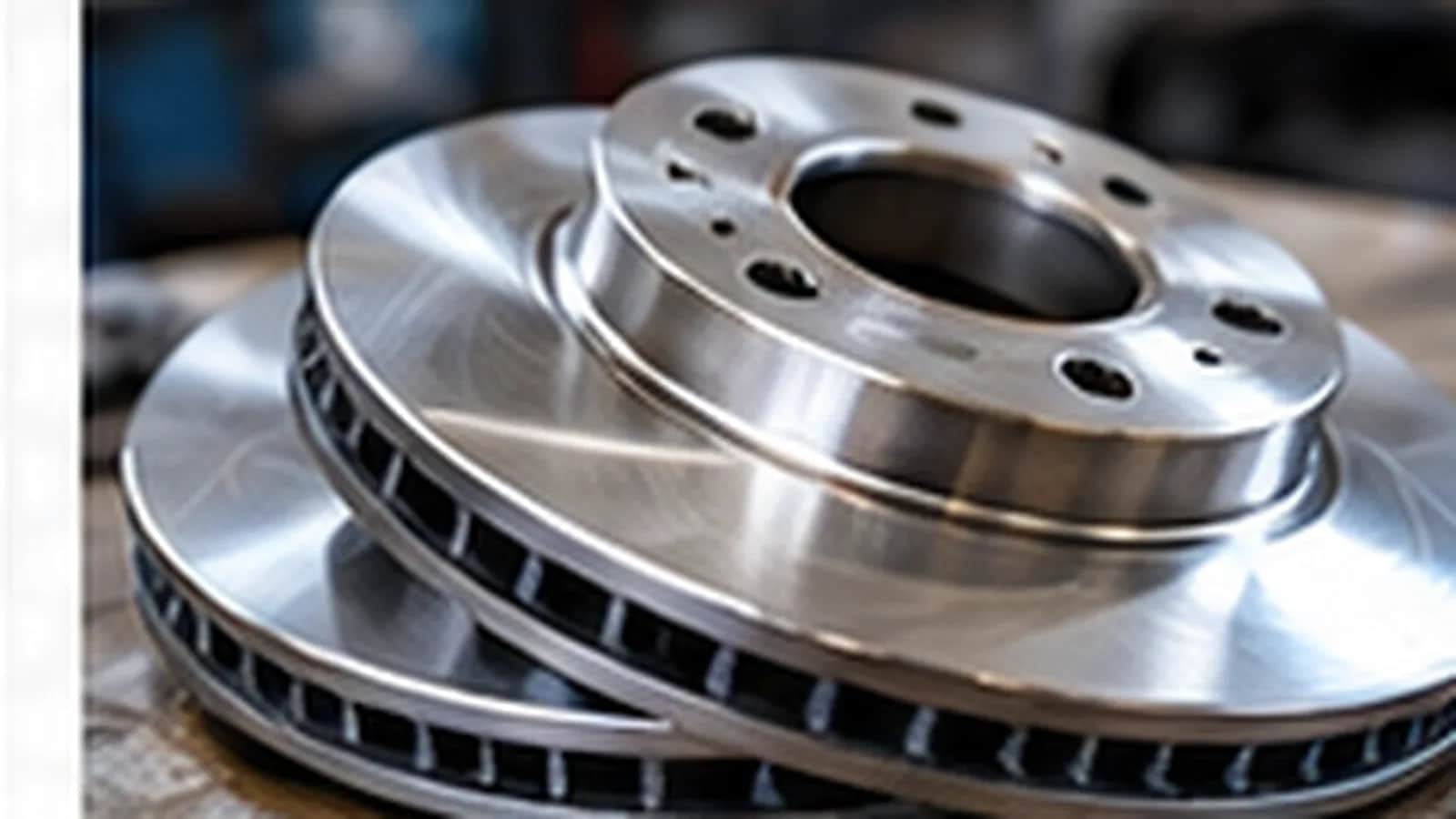 Brake rotors on a workshop bench